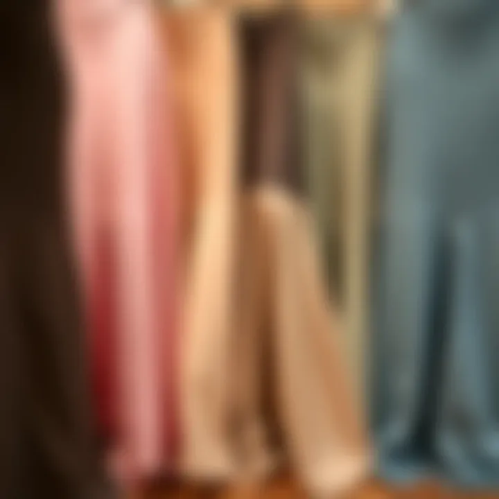 Diverse Fabric Options for Fish Tail Skirts An elegant display showcasing different fabric options for fish tail skirts