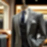 Elegantly tailored gray suit with vest on display