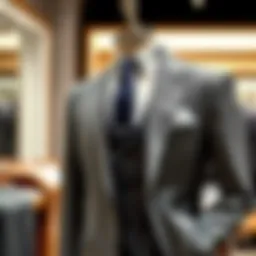 Elegantly tailored gray suit with vest on display