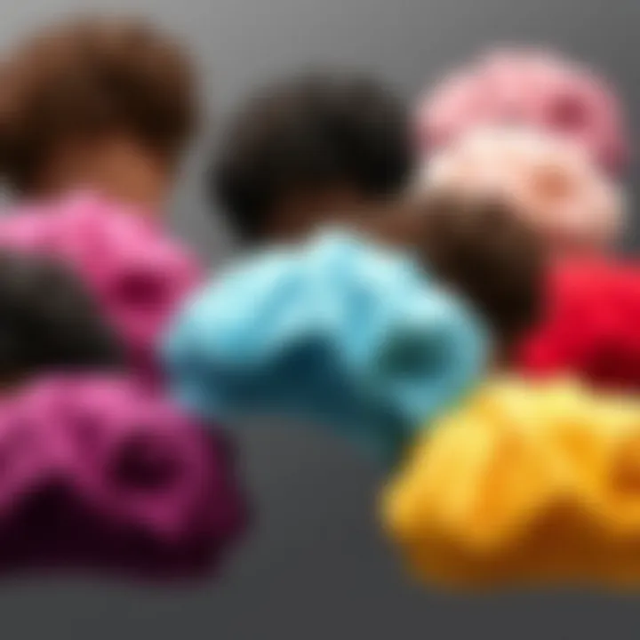 Different styles of hair plopping caps in various colors