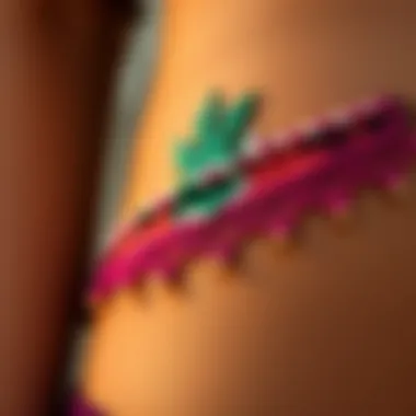 Close-up of hanky hem bikini fabric