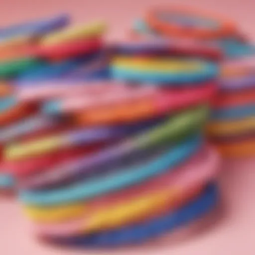 A vibrant collection of cute elastic headbands arranged aesthetically