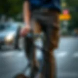 Stylish cycling pants with pockets on a bike