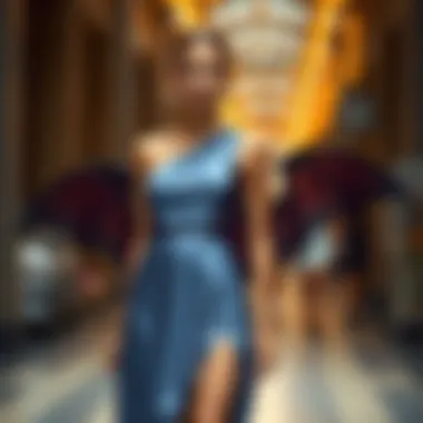 Seasonal Fashion Showcase of Bat Wing Dress Trendy one shoulder bat wing dress in a seasonal fashion showcase