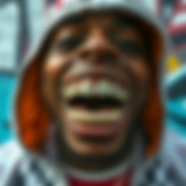 Artistic representation of grillz displayed against a backdrop of urban graffiti.