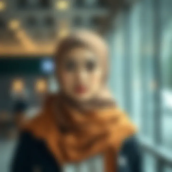 A stylish individual wearing an underscarf hijab cap in a contemporary setting