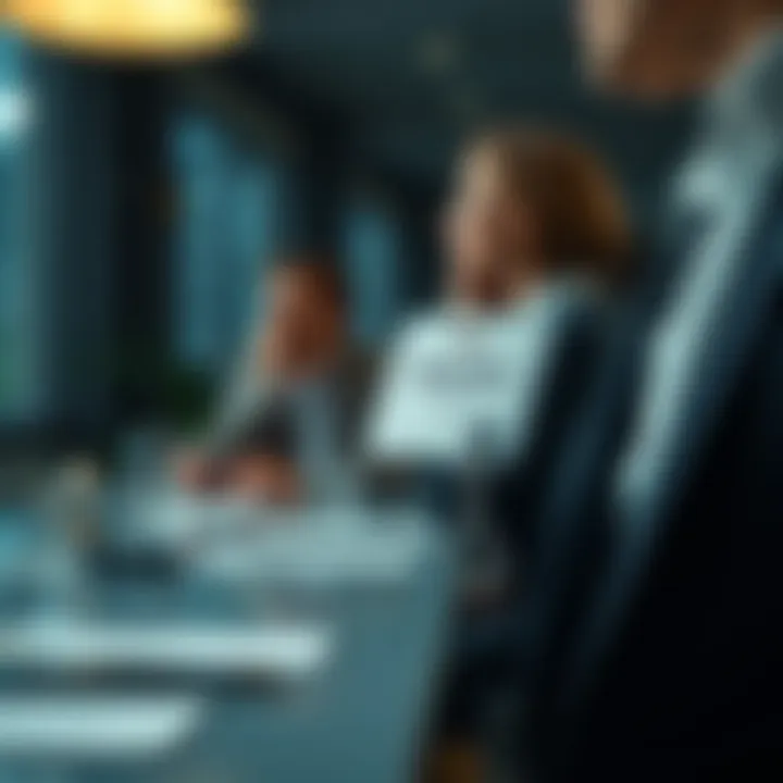 A professional setting where retractable card clips enhance both functionality and style during a business meeting