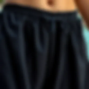 Fabric Textures of Black Swimwear Cover-Up Close-up of fabric textures in black swimwear cover-up pants