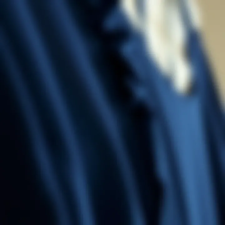 Close-up of fabric textures of navy blue camisoles