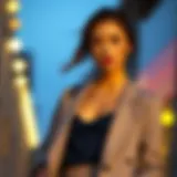 Navy blue camisole paired with a chic blazer