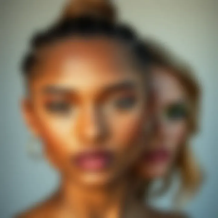 Versatility Across Skin Tones Diverse skin tones highlighting the versatility of non-shimmery highlighters