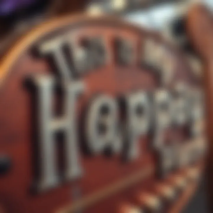 Intricate Design of Metal Sign Close-up of an intricately designed 'This is My Happy Place' metal sign