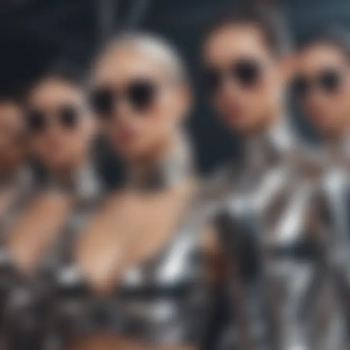 A group of individuals showcasing unique metallic rave styles