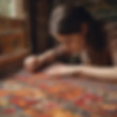 An artisan weaving a vintage tapestry with traditional techniques