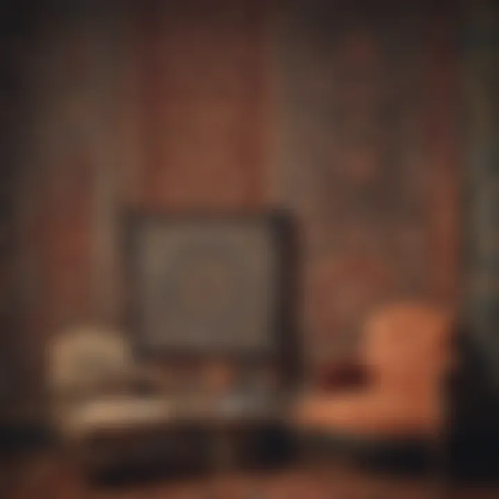 A collection of vintage tapestries displayed artistically on a wall