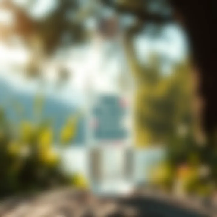 A serene environment with a water bottle featuring a motivational sticker